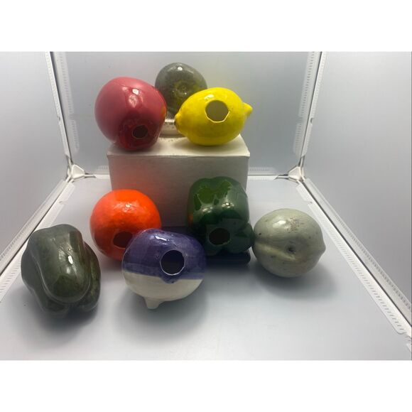 Vintage Ceramic Fruit & Vegetable Decor Set Apple Lemon Pepper Orange Pear Onion - Picture 6 of 6